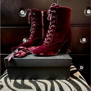 COACH Edie velvet booties size 7.5 Worn once